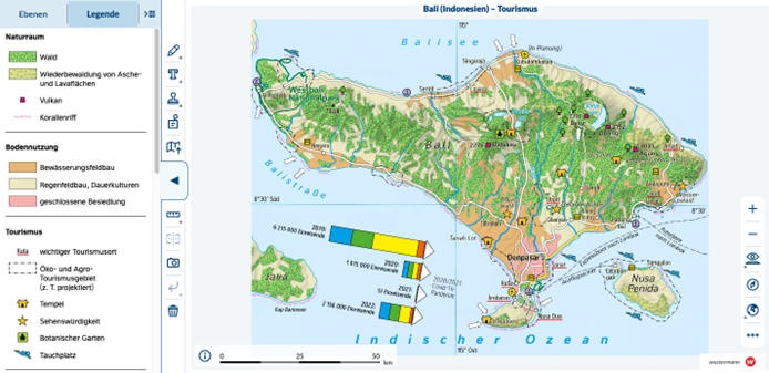 Conceptualized Language Demands at Word Level Connected to the Map: Tourism in Bali from the German Diercke World Atlas. Source: Diercke Weltatlas (2023)